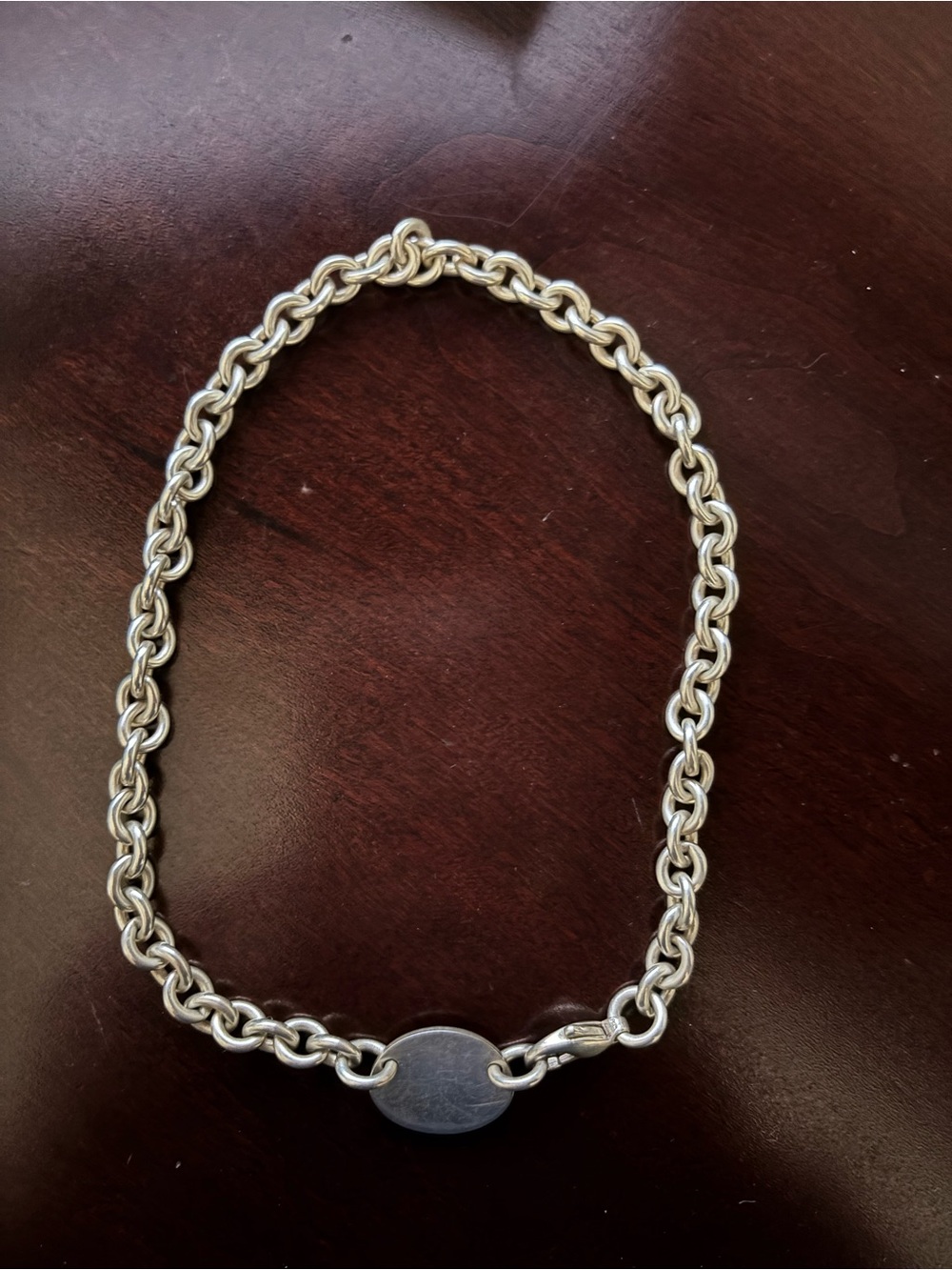 Tiffany & Co. Silver Link Necklace with Round Tag